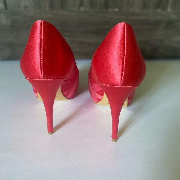 Zara Pink satin open toe pumps with bow, sz 40 NWT - Picture 8 of 10